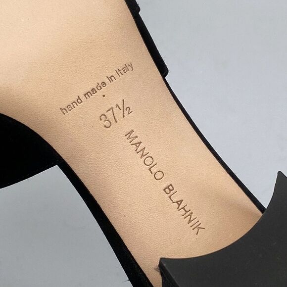 Manolo Blahnik Martanew 50MM Embellished Satin Mules size 37.5 - Picture 14 of 14